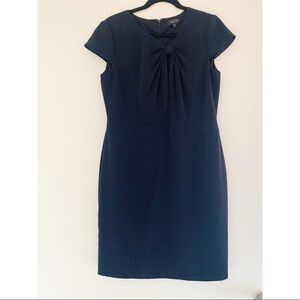 TAHARI Navy Cap Sleeve Bow Dress 10 Petite